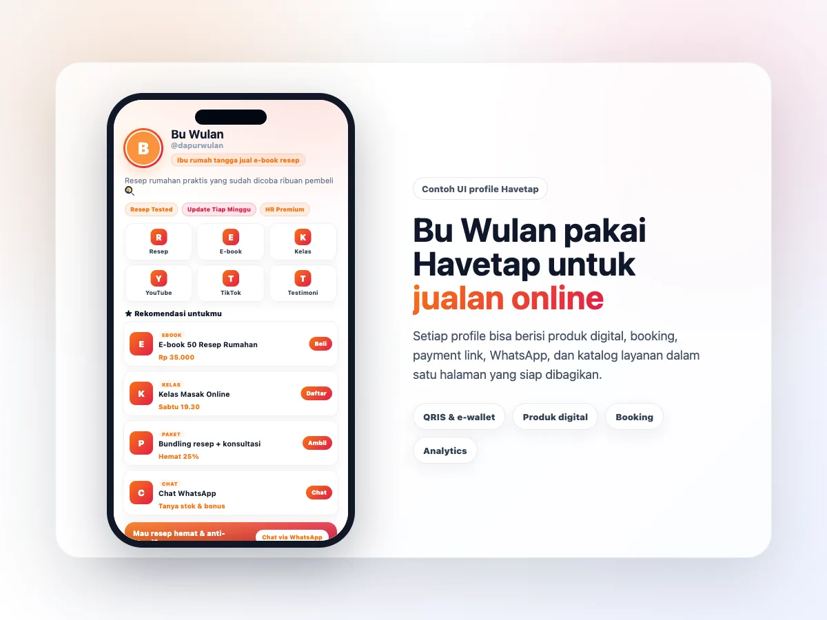 Contoh UI profile Bu Wulan